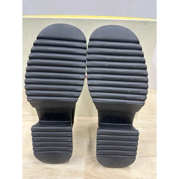 MARNI Women's 38 Oversized Moccasin Shoes Black Leather Platform Loafers - NEW - Picture 7 of 8